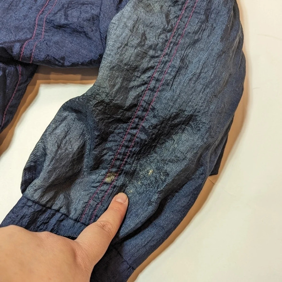 Vintage 80s Nuage Multicolour Navy Yellow Pink Wind Breaker Jacket Size 44 3XL - Picture 15 of 16